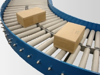 Gravity roller conveyor bend